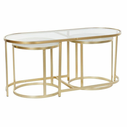 Set of 3 small tables DKD Home Decor Metal Crystal 100 x 40 x 45 cm