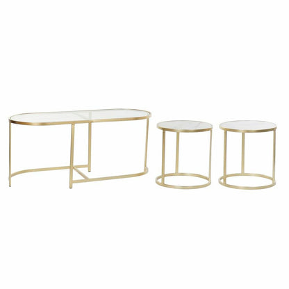 Set of 3 small tables DKD Home Decor Metal Crystal 100 x 40 x 45 cm