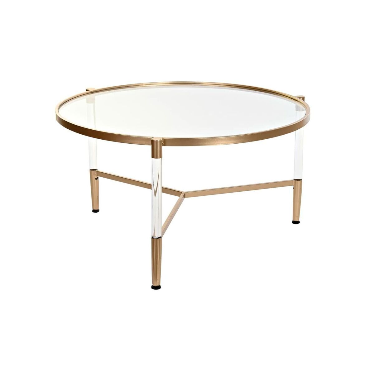 Side table DKD Home Decor 87 x 87 x 50 cm Golden Metal Transparent Acrylic Glamour