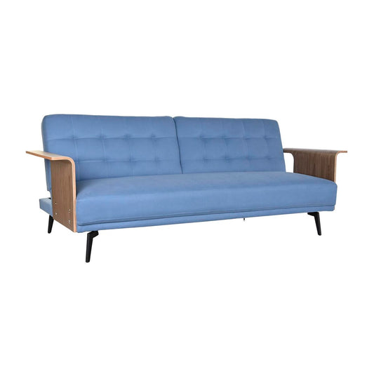 Sovesofa DKD Home Decor Svart Blå Metall Brun Polyester Evkalyptustre (203 x 87 x 81 cm)