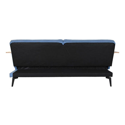 Sovesofa DKD Home Decor Svart Blå Metall Brun Polyester Evkalyptustre (203 x 87 x 81 cm)