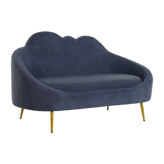 Sofa DKD Home Decor Blå Gyllen Metall Skyer Scandi 155 x 75 x 92 cm