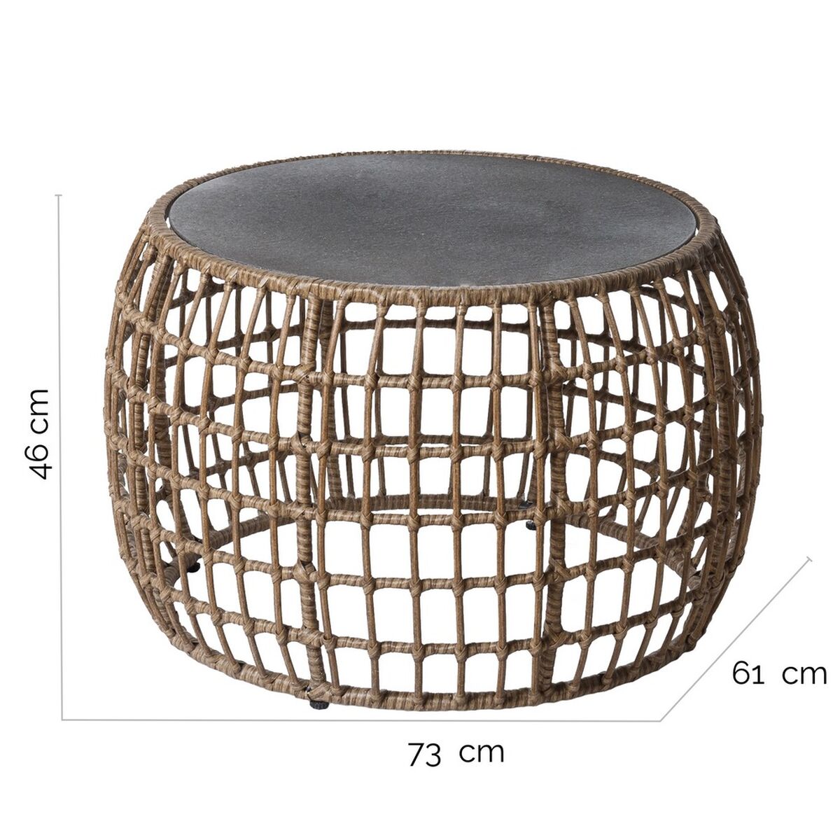 Centre Table Ariki 73 x 61 x 46 cm synthetic rattan Steel