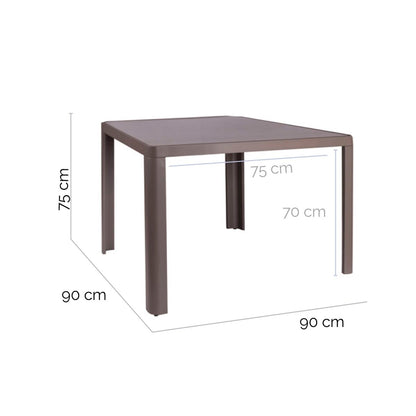 Middagsbord Stella 90 x 90 x 75 cm Grå Aluminium