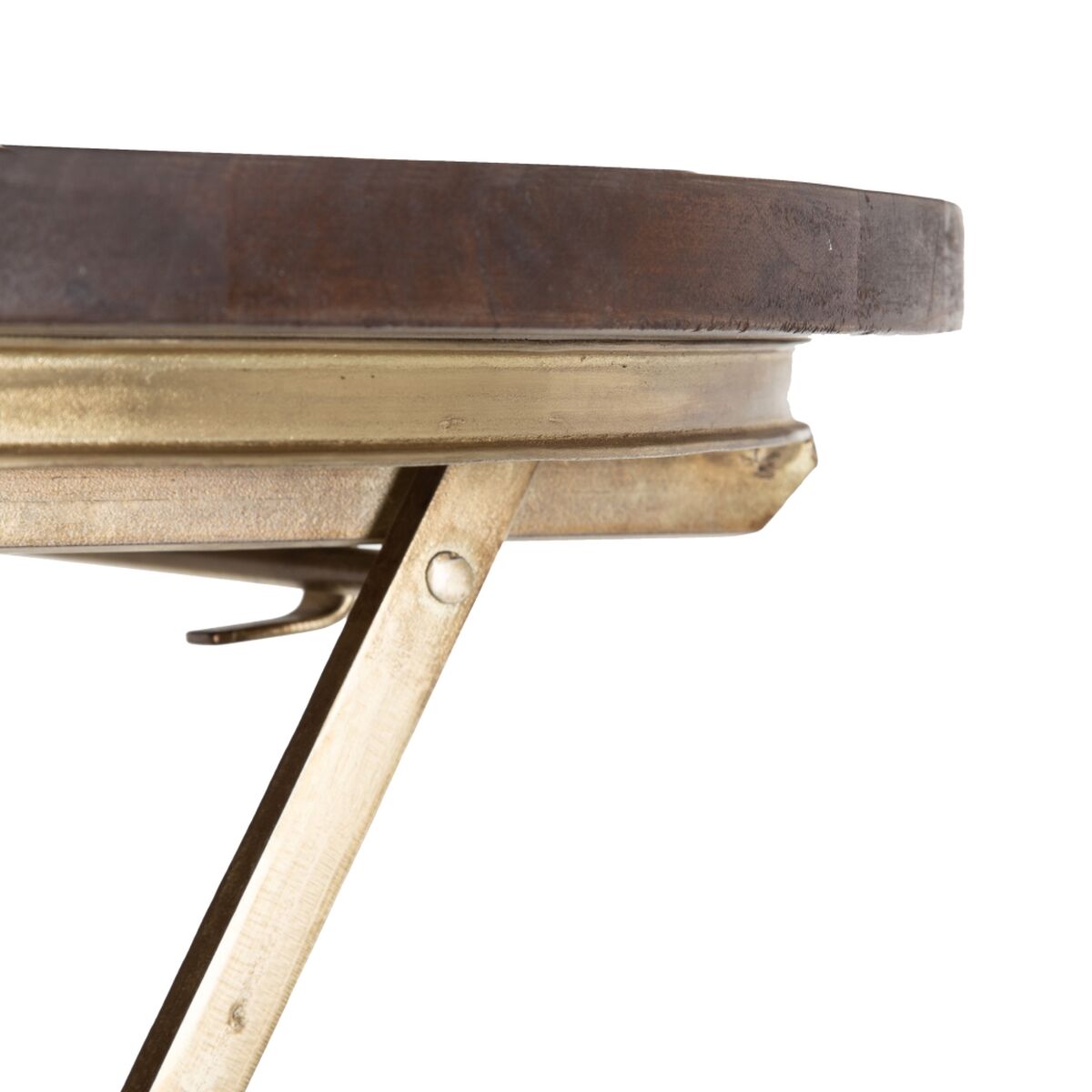 Side table 66 x 66 x 78 cm Golden Wood Brown Iron