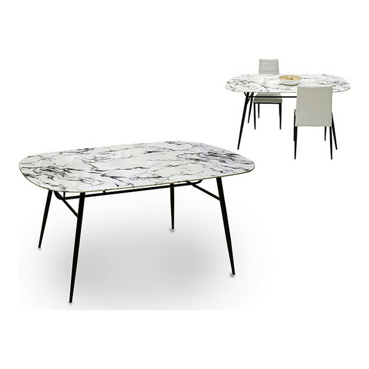 Table Black Metal White Melamin (90 x 76,5 x 160 cm)