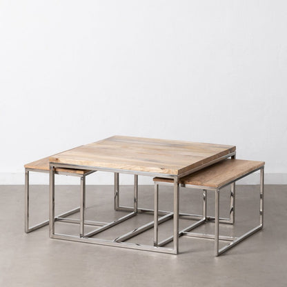 Centre Table 70 x 70 x 41 cm Metal Wood 3 Units