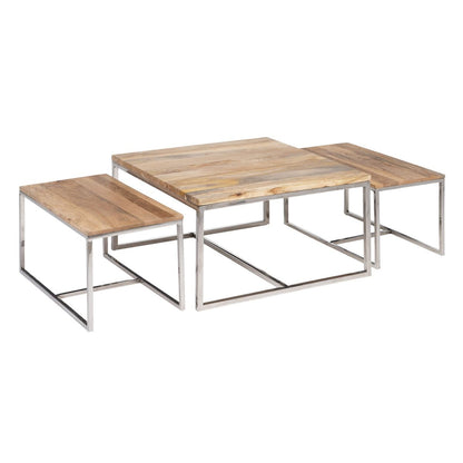 Centre Table 70 x 70 x 41 cm Metal Wood 3 Units