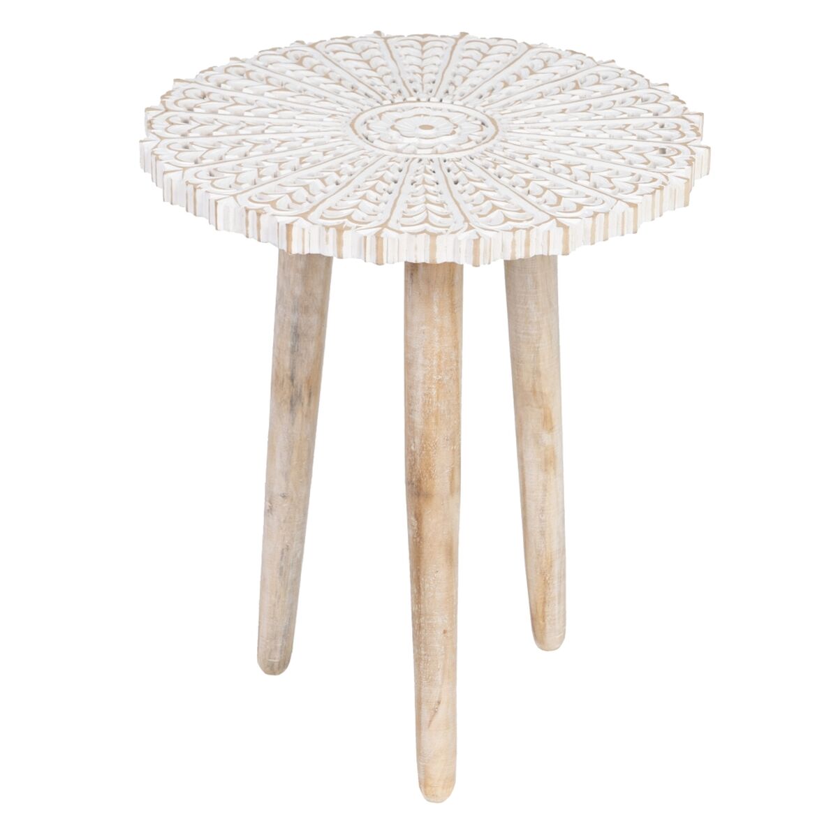 Side table 45 x 45 x 53 cm White Mango wood