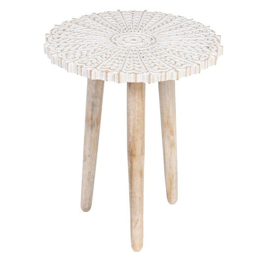 Side table 45 x 45 x 53 cm White Mango wood