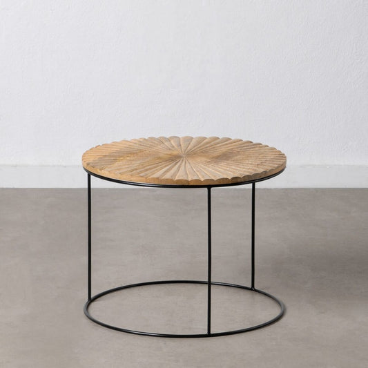 Side table 53 x 53 x 42 cm Natural Black Metal Wood