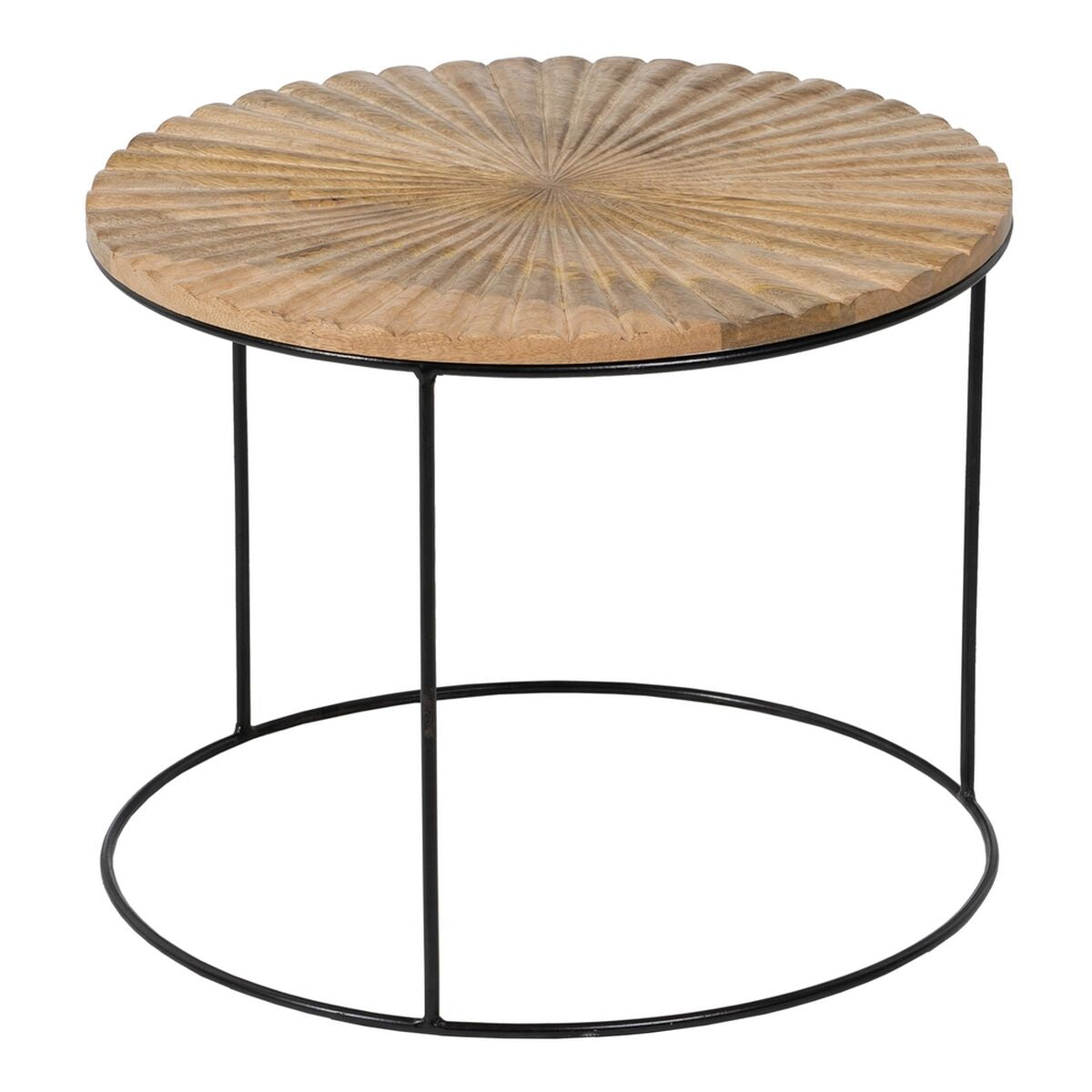 Side table 53 x 53 x 42 cm Natural Black Metal Wood