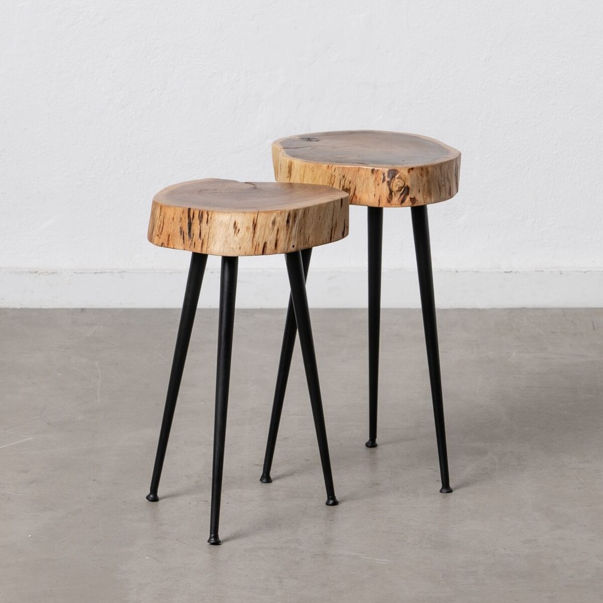 Side table 38 x 35 x 51 cm Natural Black Wood Iron