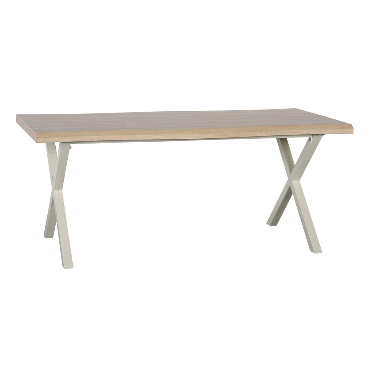 Dining Table Natural Metal 180 x 90 x 75 cm Cream DMF