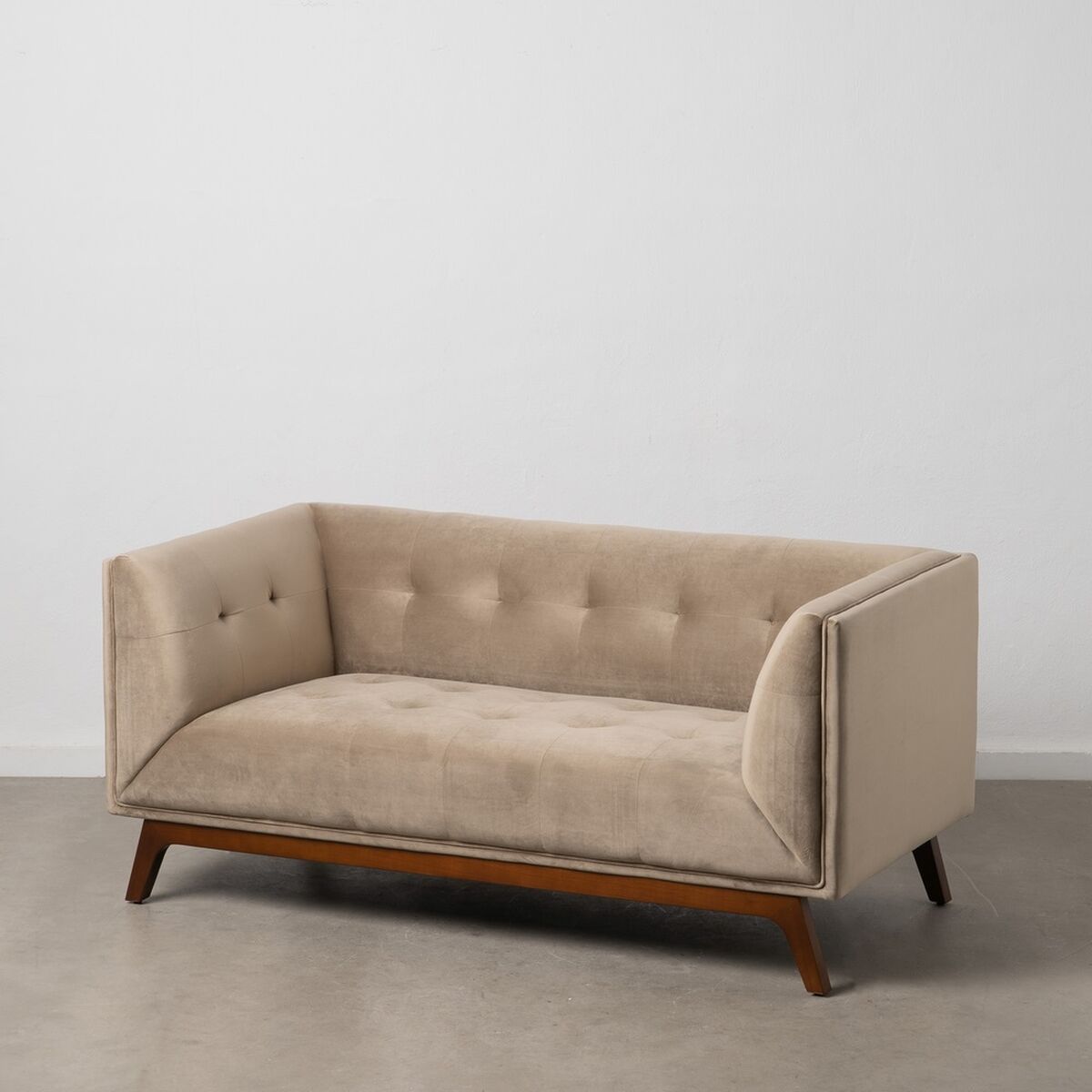 Sofa 156 x 81 x 72 cm Champagne Syntetisk Stoff Tre Fløyel