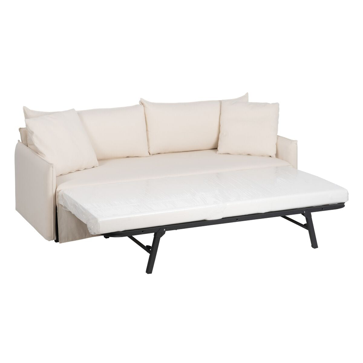 Sovesofa 200 x 94 x 86 cm Syntetisk Stoff Krem