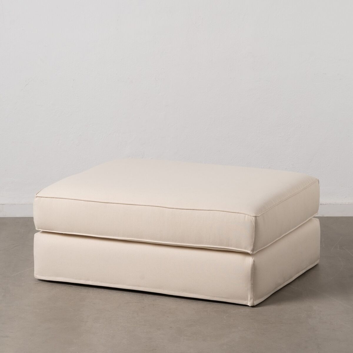 Pouffe 100 x 80 x 44 cm Synthetic Fabric Cream